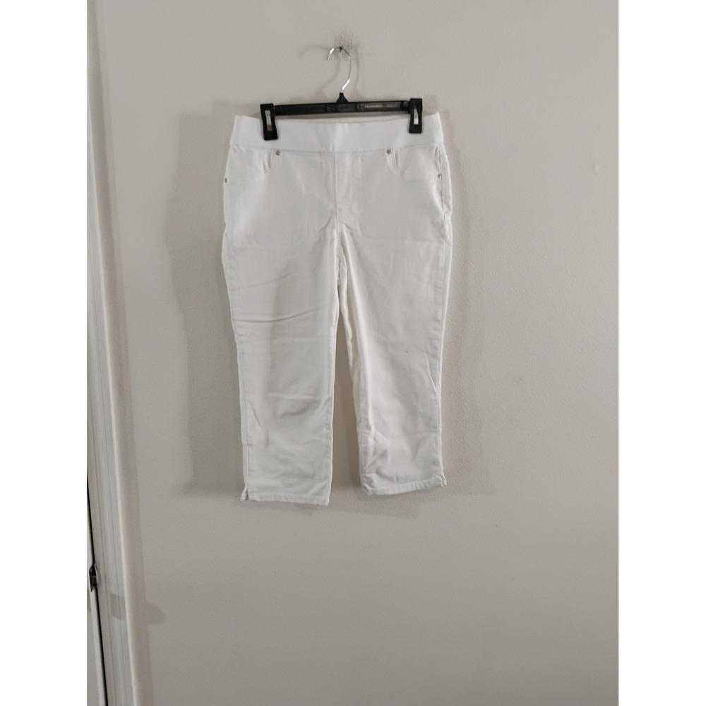 St Johns Bay White Pull On Jegging Capri Pants Womens Size 10 Cropped Denim